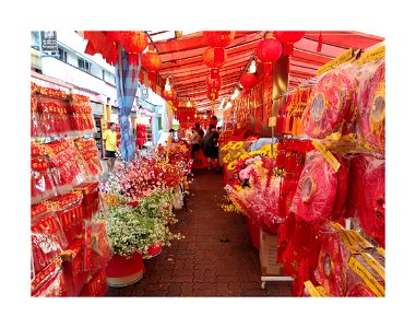 Everything red - street fair selling Chinese New Year goodies