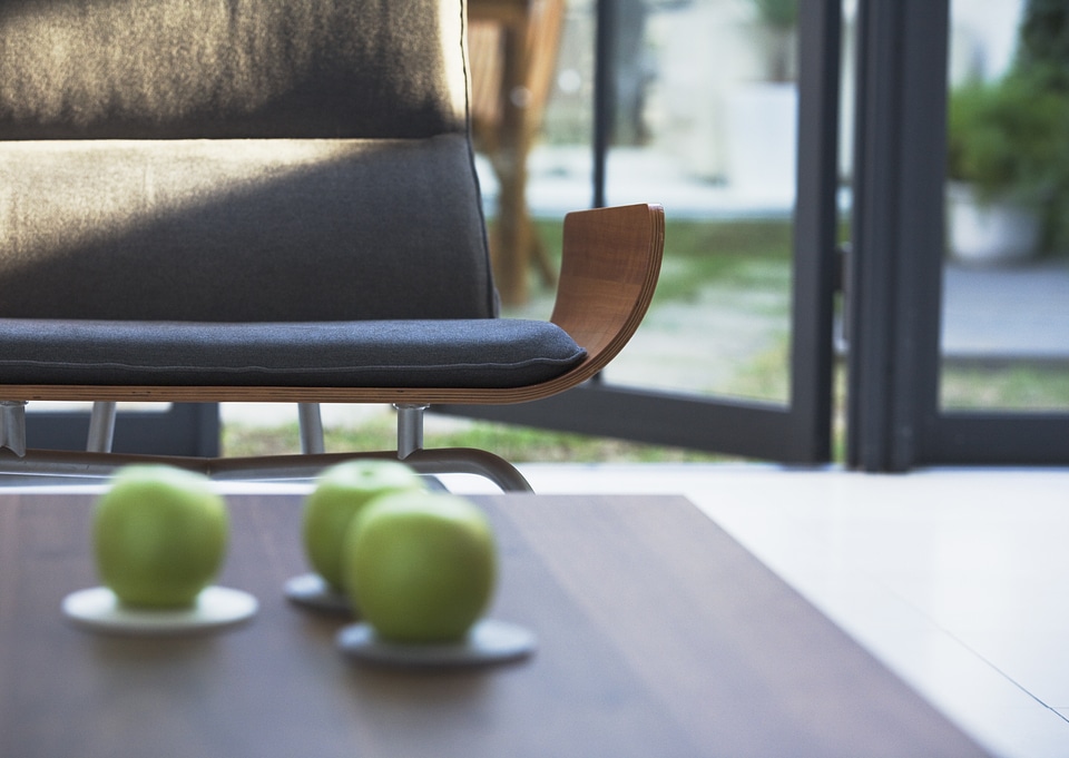 Living room interior tee table with apple