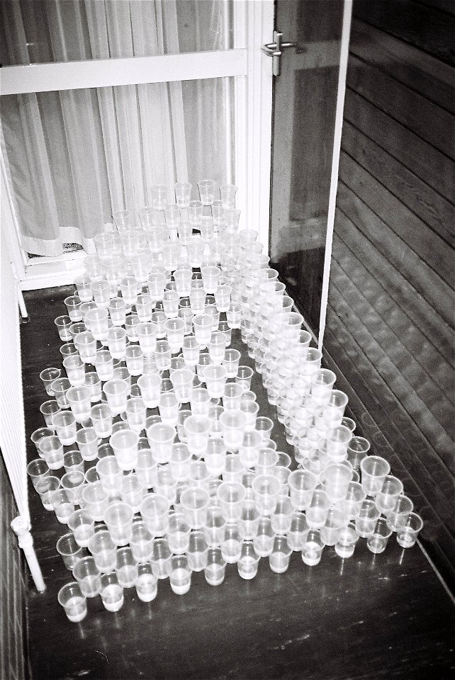 Cups filled with water