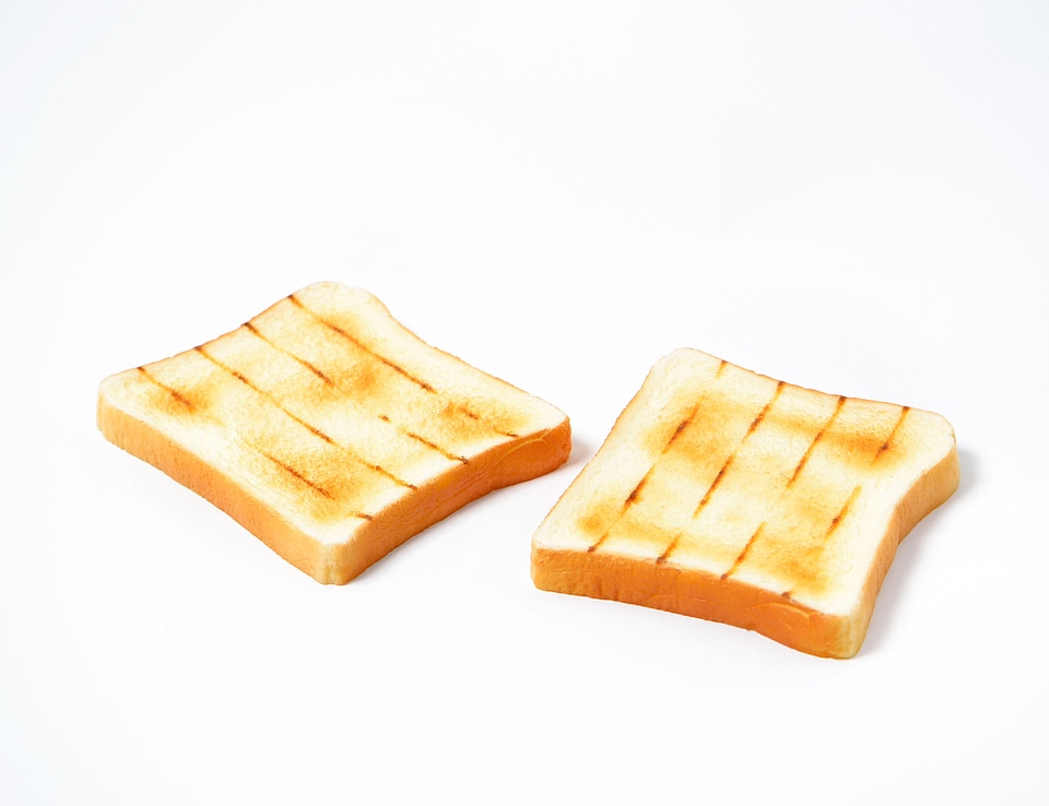 slices of bread on a white background