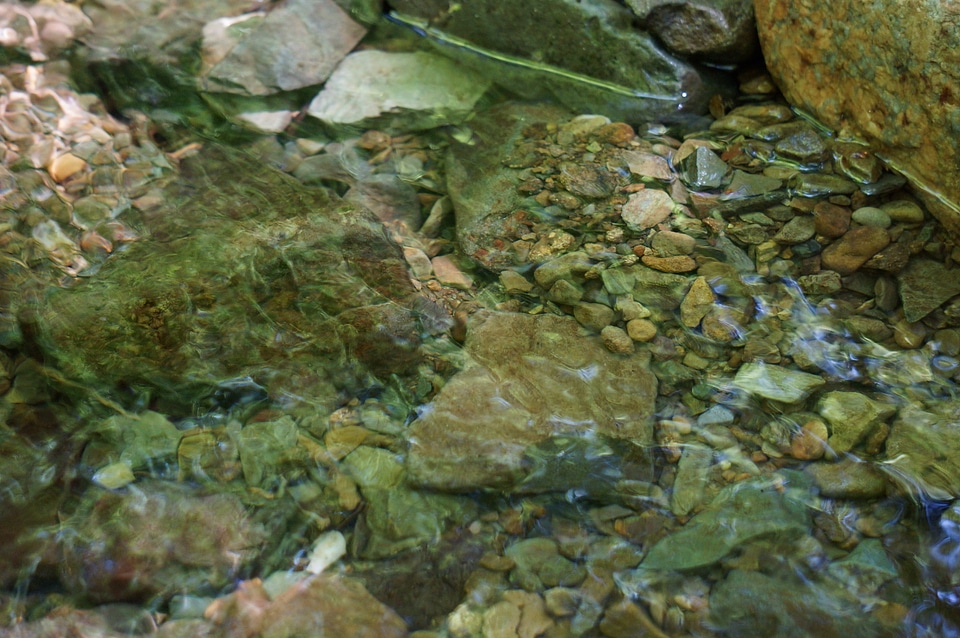 Collection of river rock in a stream