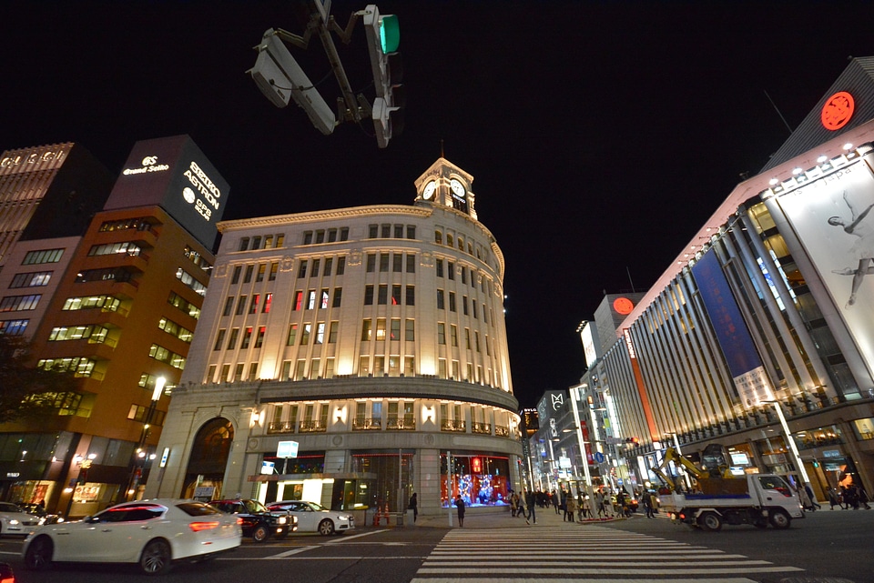 Ginza shopping district in Tokyo, Japan