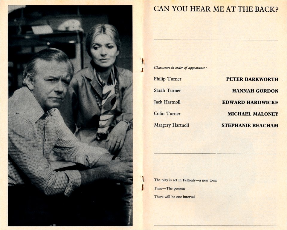 Can You Hear Me At The Back at the Piccadilly Theatre, 1979