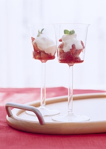 Fresh desert with strawberries and raspberries