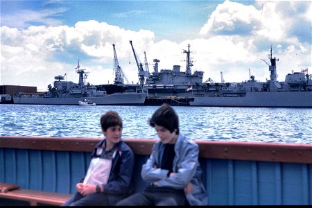 HMS Diomede, HMS Hermes and HMS Brazen 1984 photo