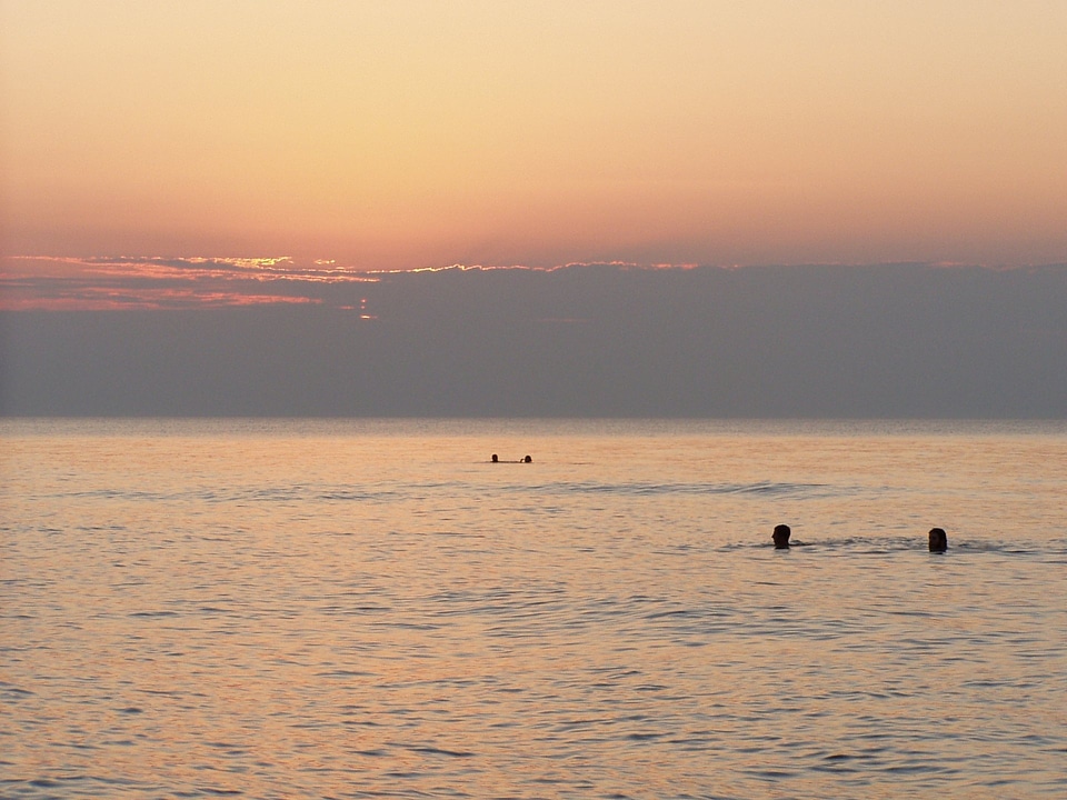 sun setting over Lake View beach
