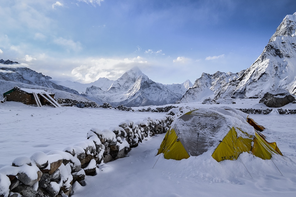 Camping during winter hiking