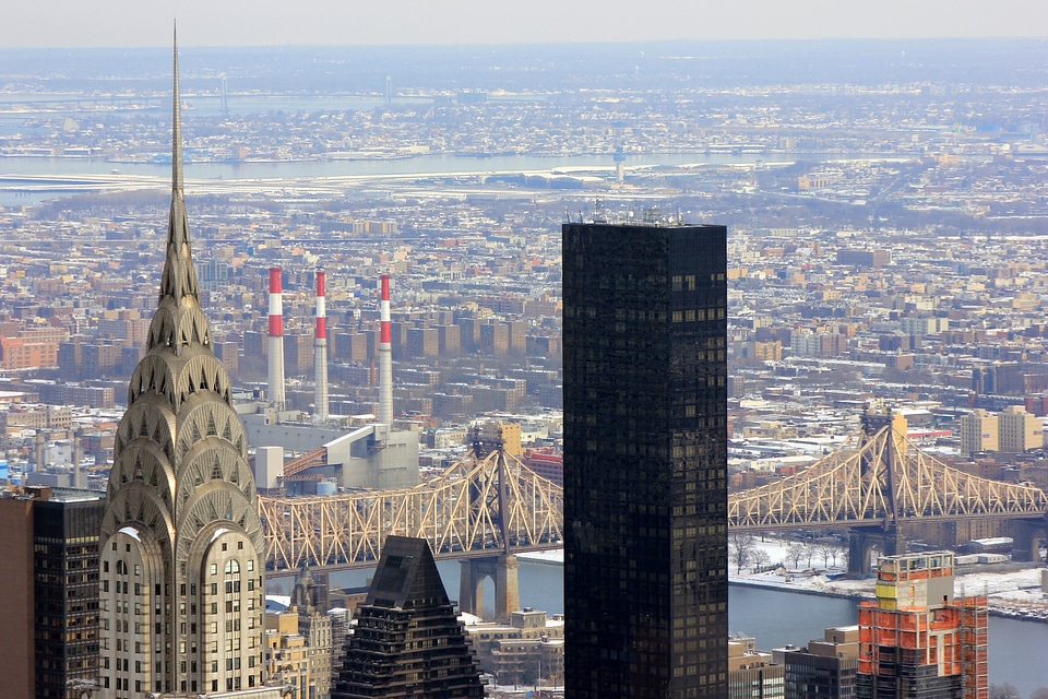 View over the empire state building from a roof top in New York C
