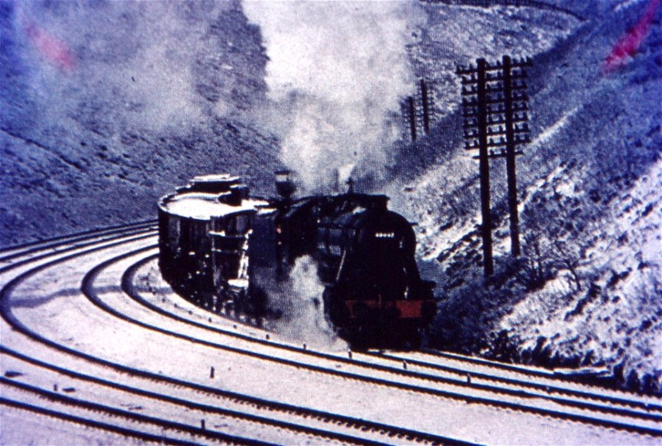 Stanier 8F 48442 in Peak District February 1968