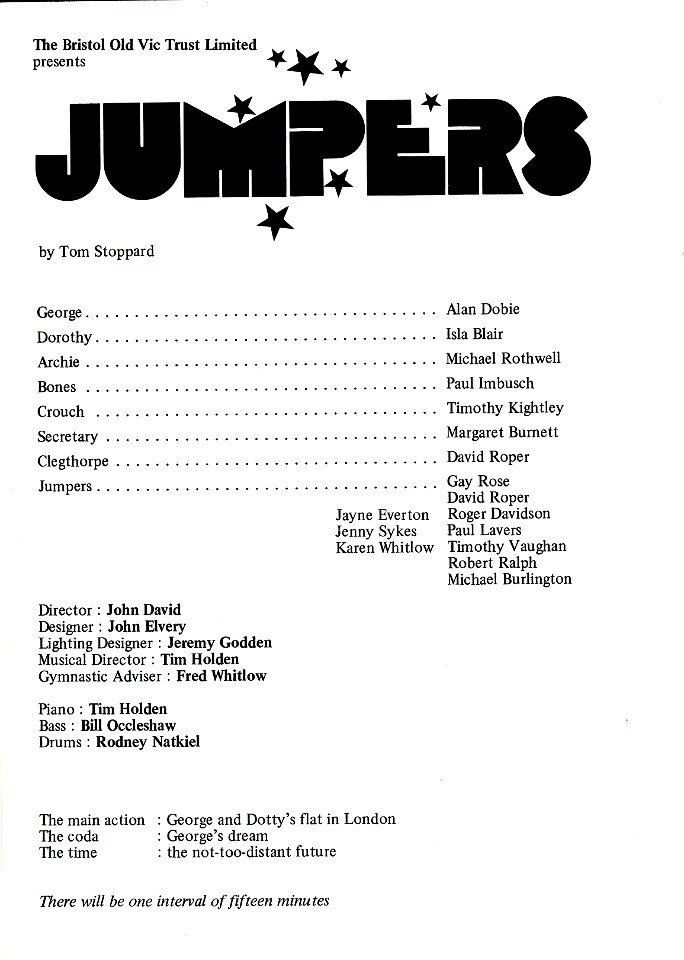 Bristol Old Vic, April/May 1974