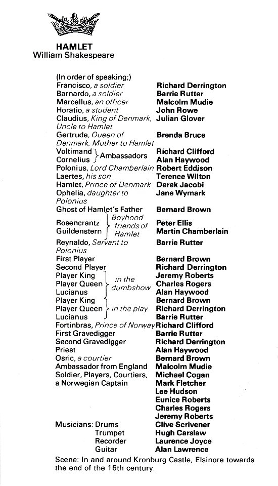 Hamlet: Old Vic (London), August 1979