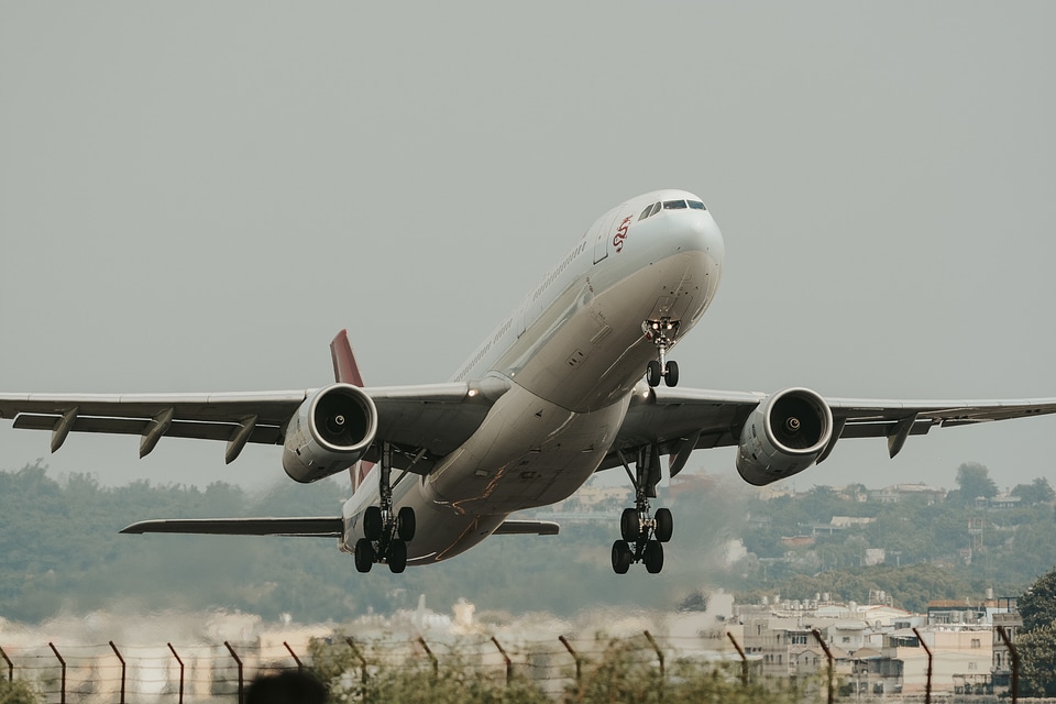 Airplane taking off from the airport photo