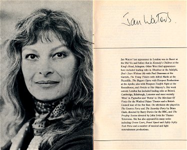 Born in The Gardens at the Globe Theatre, 1980