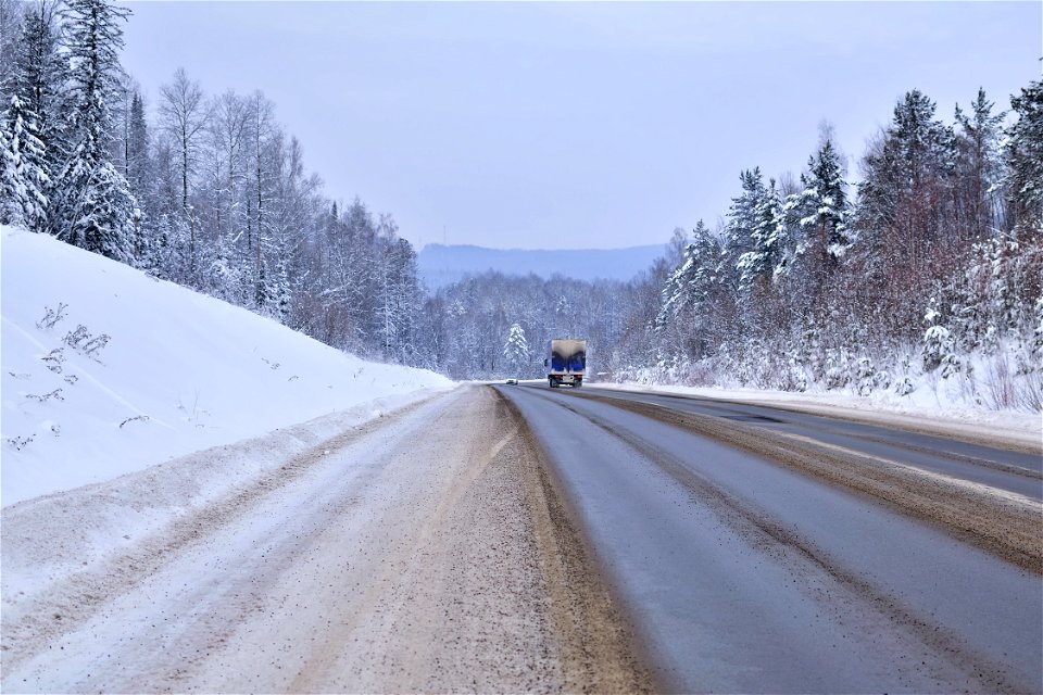 winter road through the Sayans photo