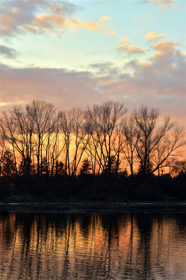 autumn sunset on the river photo