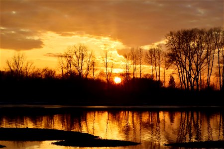 autumn sunset on the river
