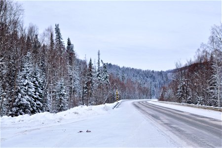 winter road through the Sayans