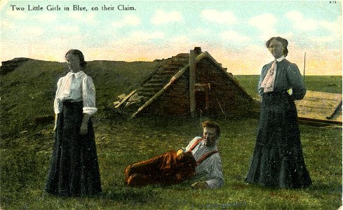 Two Little Girls In Blue, On Their Claim photo