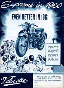 VELOCETTE motorcycle advertising 1961 photo