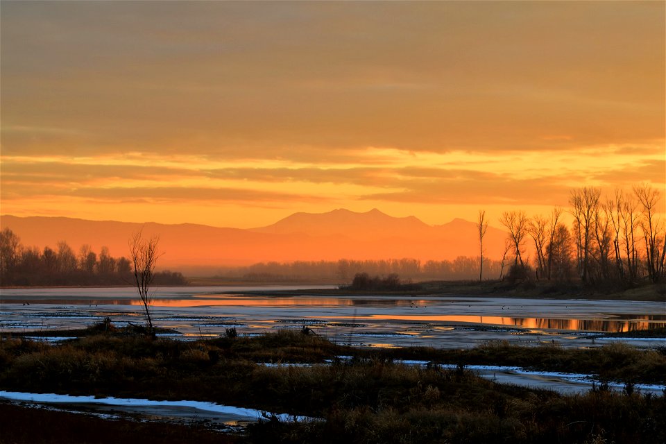 autumn sunset on the river