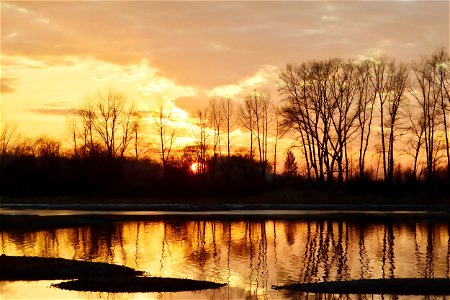 autumn sunset on the river