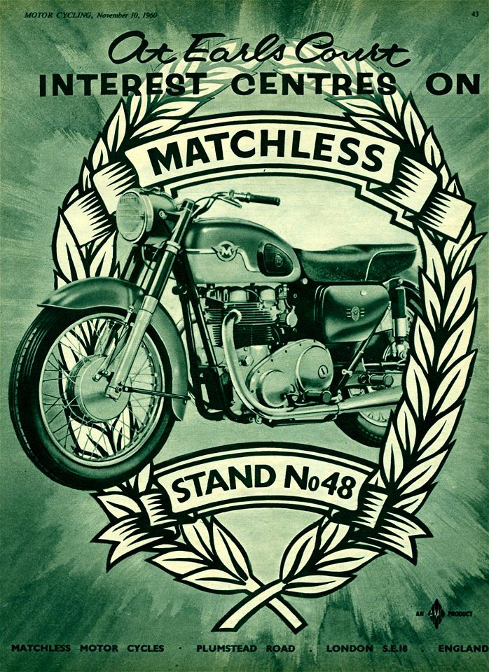 MATCHLESS motorcycle advertising 1960 photo