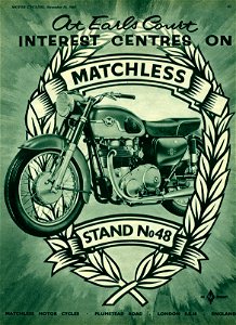 MATCHLESS motorcycle advertising 1960 photo