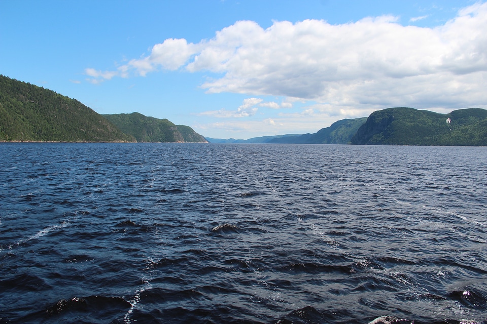 A narrowing on the lower Saguenay Fjord in Quebec