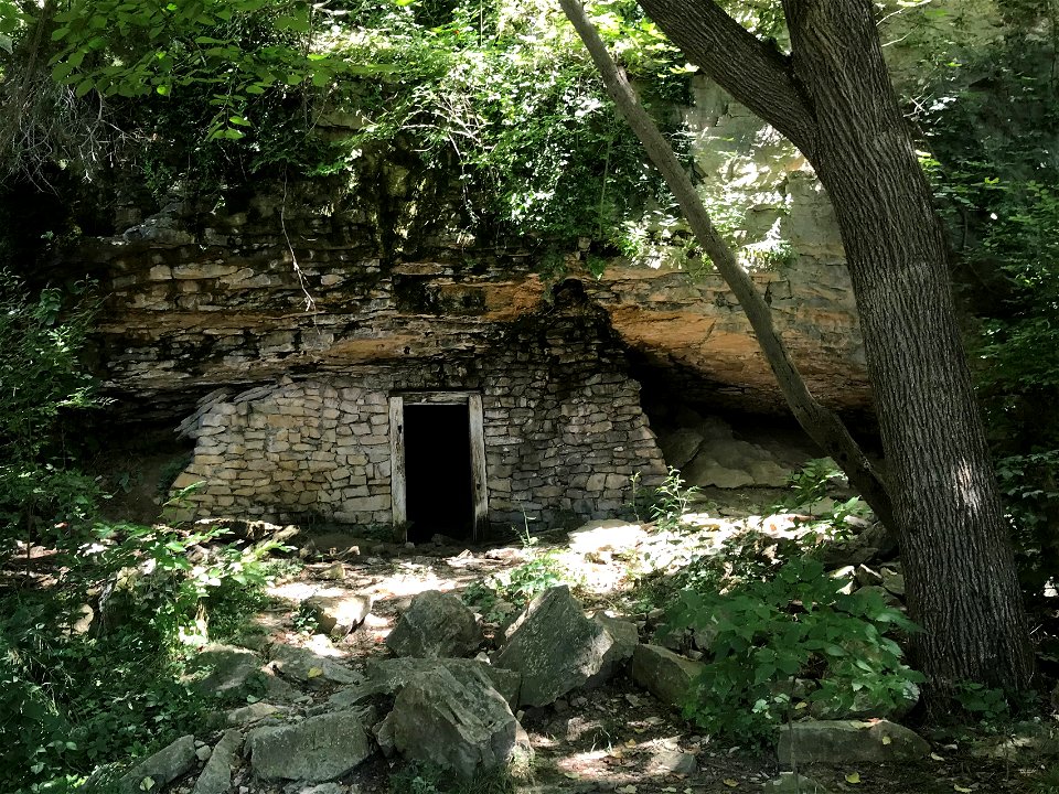 Old Railroad Storage Bunker in Limestone Cliffs