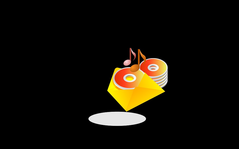 Yellow compact disk into envelope