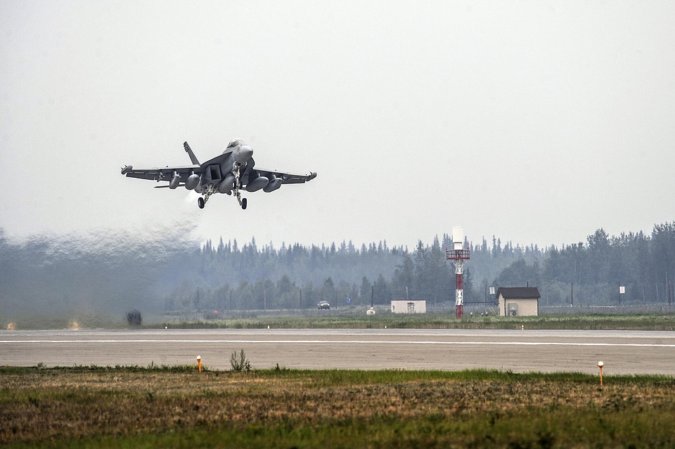 A Navy F/A-18 Hornet Take Off