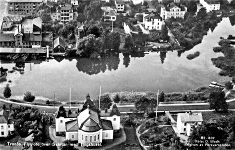 067 Flygbild över Tranås (Tingshuset, kvarteret Berget mm)