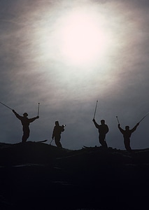 Ski mountaineering silhouette photo