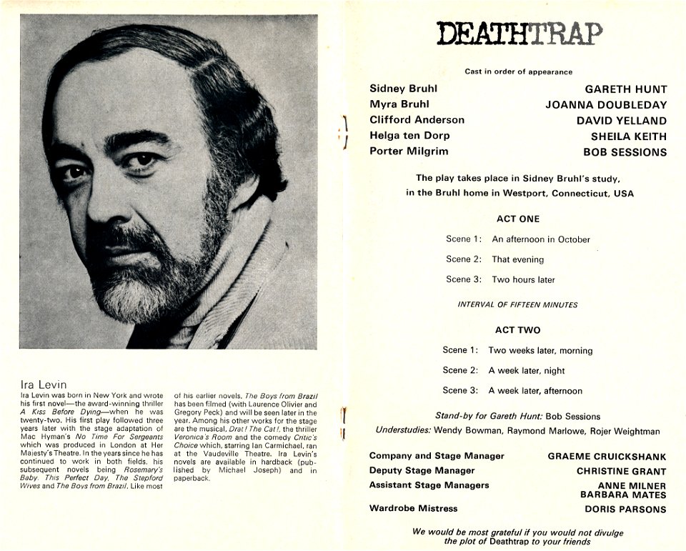 Deathtrap at the Garrick Theatre, 1980