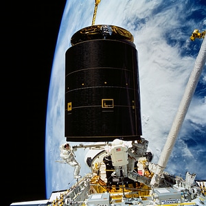 Spacewalk on Shuttle Endeavour's First Mission