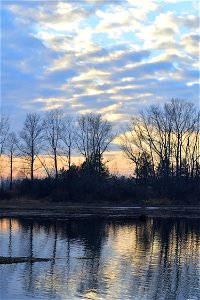 autumn sunset on the river photo