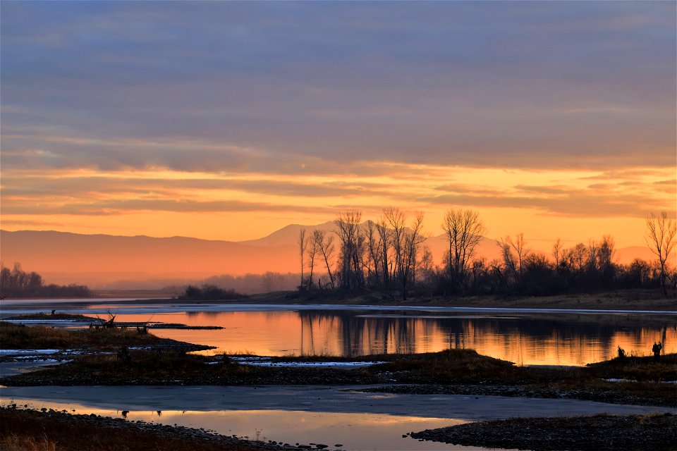 autumn sunset on the river