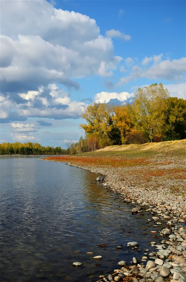 a walk along the Yenisei on an autumn day