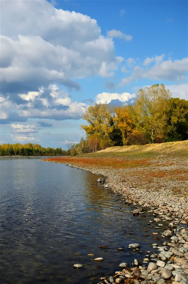 a walk along the Yenisei on an autumn day photo