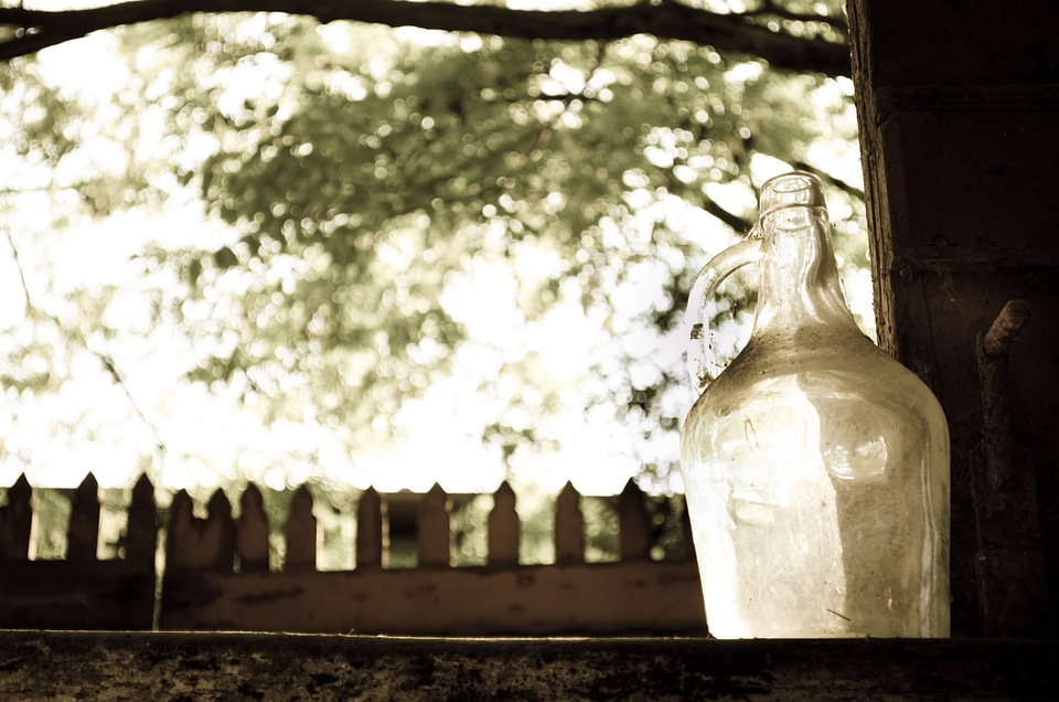 Glass bottle still life