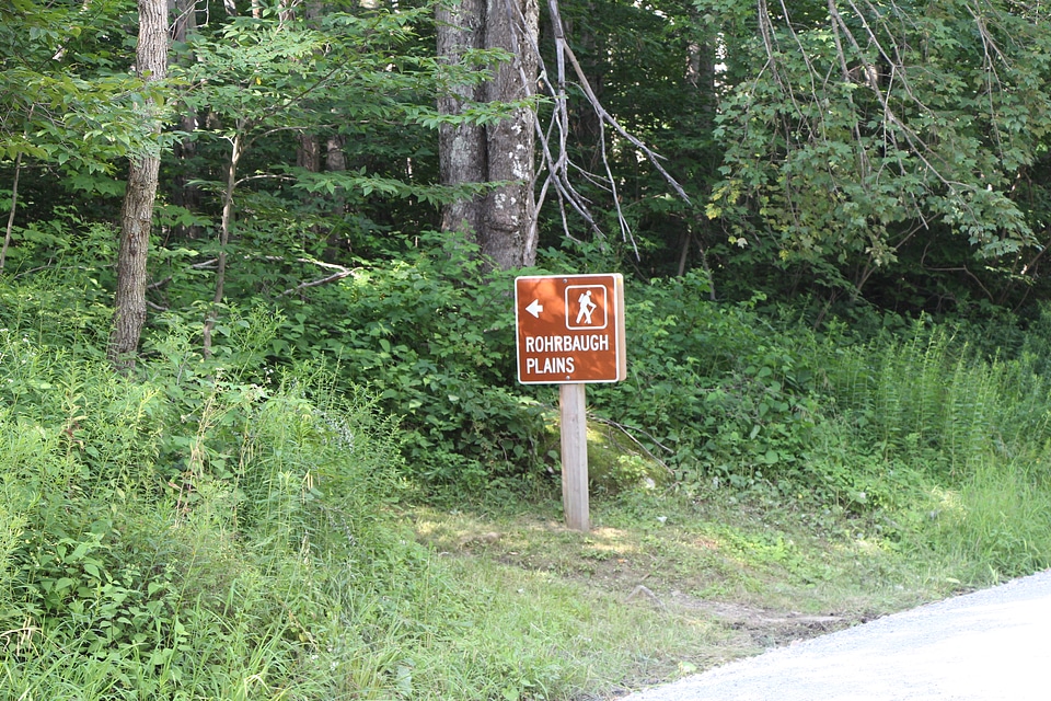 Hiking trail sign Rohrbaugh Plains West Virginia