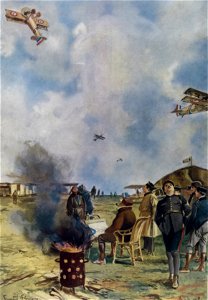 Avions SPAD au dessus de l'aérodrome 1918
