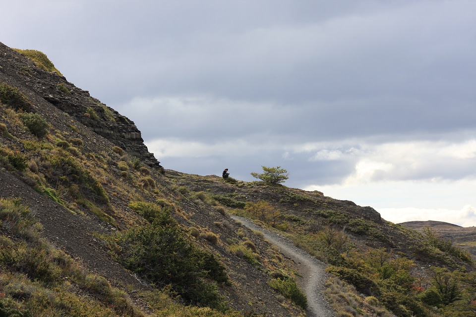 Hikers in Torres del paines NP landscape, Chili