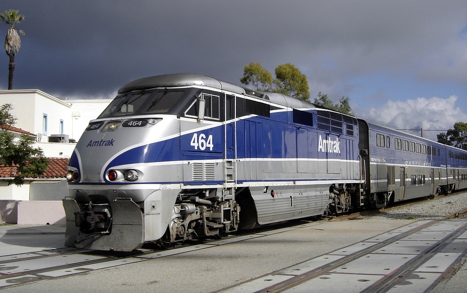 Amtrak leaving the station at Santa Barbara, CA.