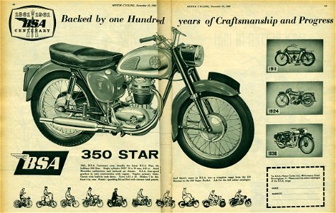 BSA 350 STAR motorcycle advertising 1960
