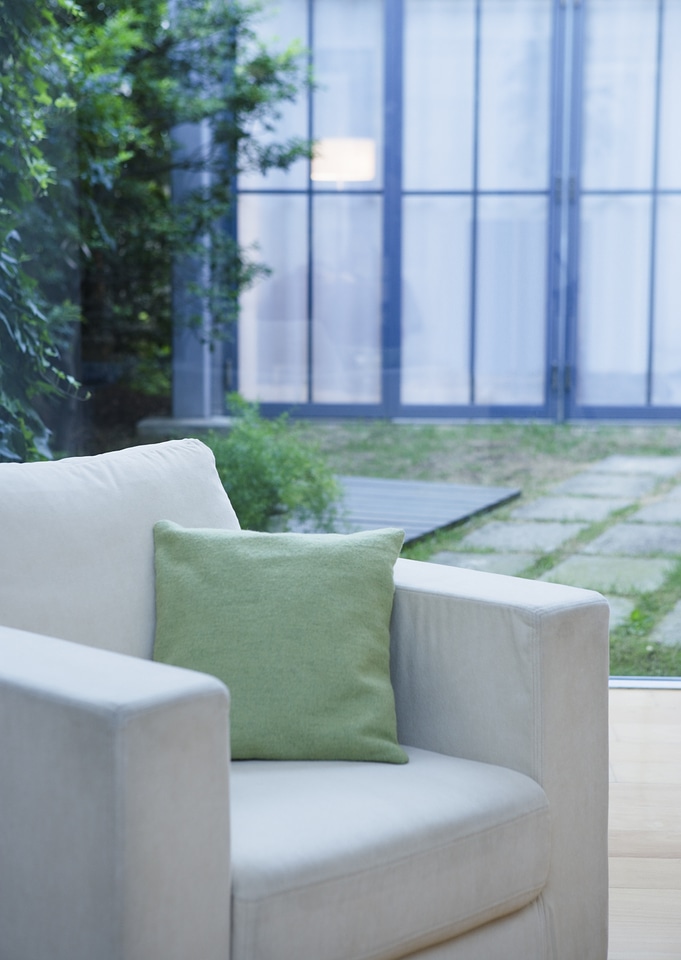 Sofa toward back yard