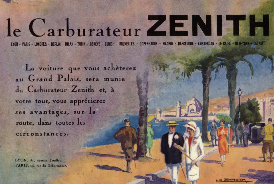 Publicité Carburateurs Zénith 1930