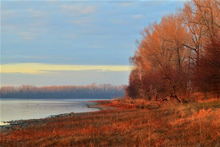 autumn sunset on the river