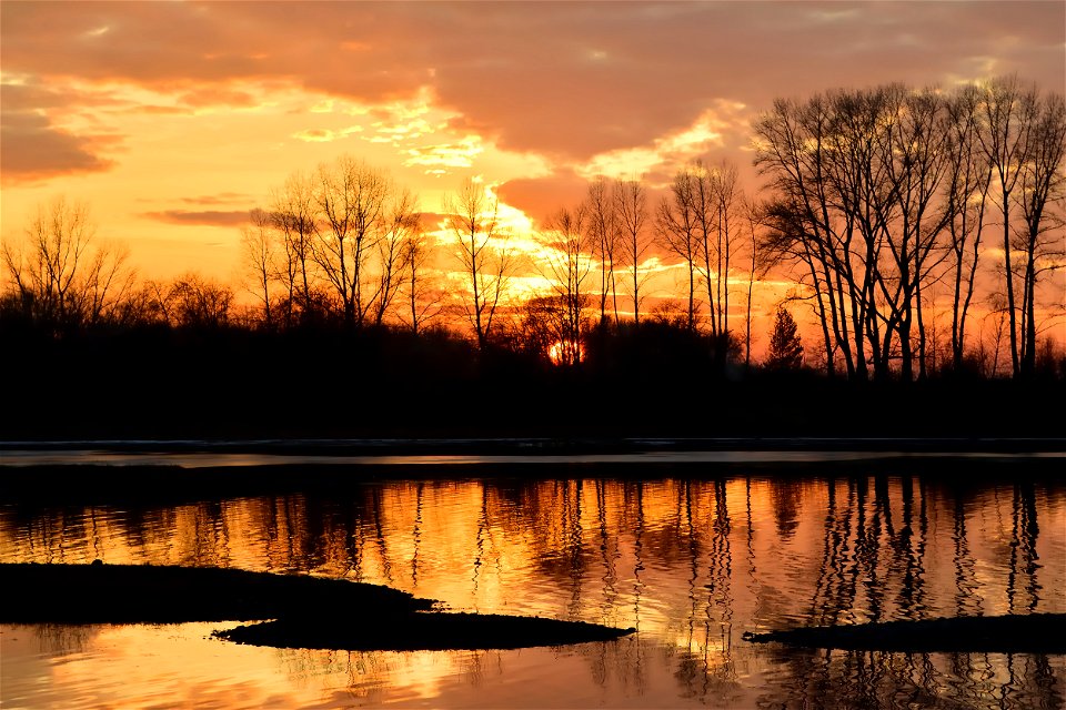 autumn sunset on the river