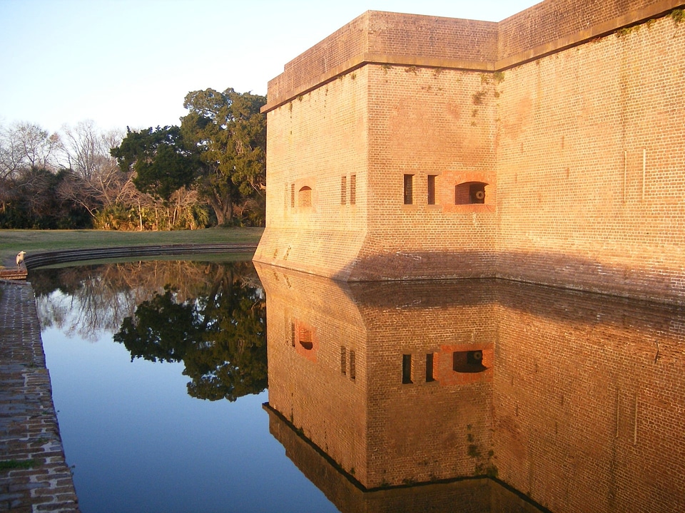 Fort Pulaski reflected in moat